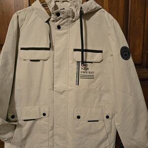 Men's Cream Hooded Jacket - Find Your Own Way Size M NEW W/O TAGS